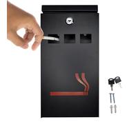 FURNISHED Outdoor Ashtray with Lid Large Metal Ash Tray Wall Mounted, Black | Weather proof wall mounted outside ashtray for cigarette cigar galvanized steel lockable smoking bin
