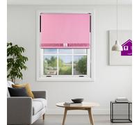 Furnished Pink Blackout Roller Blind With Decorative Pink Glitter & Fuchsia Bow - Trimmable (W)140Cm X (L)165Cm