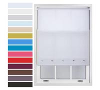 FURNISHED Quality Roller Blinds for Windows with Chrome Round Eyelets Easy-install Custom Size + Metal Fittings, White Up to 180W x 165H cm