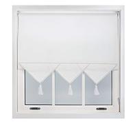FURNISHED Roller Blind with Triangle Edge & Metal Fittings, Trimmable Non-Blackout Heavy Duty Fittings Classic Daylight Window Triangle Blinds - White, 240cm x 165cm