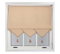 FURNISHED Roller Blind with Triangle Edge & Metal Fittings, Trimmable Non-Blackout Heavy Duty Fittings Classic Daylight Window Triangle Blinds - Cappuccino, 155cm x 165cm