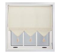 FURNISHED Roller Blind with Triangle Edge & Metal Fittings, Trimmable Non-Blackout Heavy Duty Fittings Classic Daylight Window Triangle Blinds - Cream, 180cm x 165cm