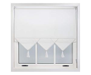 FURNISHED Roller Blind with Triangle Edge & Metal Fittings, Trimmable Non-Blackout Heavy Duty Fittings Classic Daylight Window Triangle Blinds - White, 240cm x 165cm