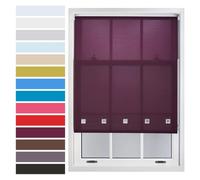 FURNISHED Roller Blinds for Windows with Square Eyelets, Made to Measure & Metal Fittings - Aubergine 120W x 165H cm