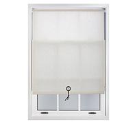 FURNISHED Roller Blinds Natural Linen Daylight Window Shade Light Filtering Blind in Cream Beige Colour with Eyelet & Tassel Design, 120W x 165L cm