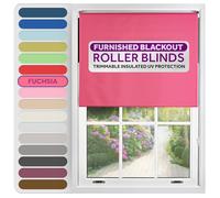 FURNISHED Roller Blinds Thermal Blackout Roller Blind - Trimmable Insulated UV Protection Child Safe Easy Fit Home Office Window Blinds, Fuchsia, 100W x 210H cm