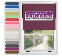 FURNISHED Roller Blinds Thermal Blackout Roller Blind Trimmable Insulated UV Protection Child Safe Easy Fit Home Office Window Blinds Aubergine