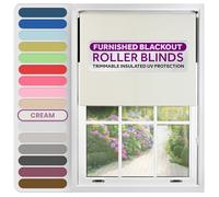 FURNISHED Roller Blinds Thermal Blackout Roller Blind - Trimmable Insulated UV Protection Child Safe Easy Fit Home Office Window Blinds, Cream, 50 cm Wide x 165 cm Long