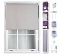 FURNISHED Roller Blinds Window Blackout Blind - 100% Black Out Thermal Fabric Easy Fit Fittings - Custom Made to Measure Blackout Blind Bedroom Bathroom Kitchen, Grey, Up to 210W x 210H cm