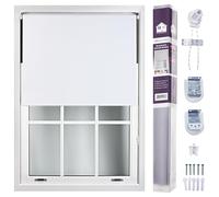 FURNISHED Roller Blinds Window Blackout Blind - 100% Black Out Thermal Fabric Easy Fit Fittings - Custom Made to Measure Blackout Blind Bedroom Bathroom Kitchen, White, Up to 180W x 165H cm