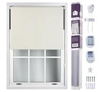 FURNISHED Roller Blinds Window Blackout Blind - 100% Black Out Thermal Fabric Easy Fit Fittings - Custom Made to Measure Blackout Blind Bedroom Bathroom Kitchen, Cream Beige, Up to 60W x 165H cm