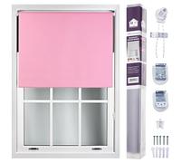 FURNISHED Roller Blinds Window Blackout Blind - 100% Black Out Thermal Fabric Easy Fit Fittings - Custom Made to Measure Blackout Blind Bedroom Bathroom Kitchen, Pink, Up to 240W x 165H cm