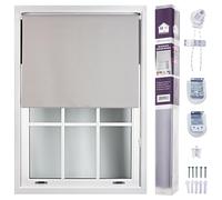 FURNISHED Roller Blinds Window Blackout Blind - 100% Black Out Thermal Fabric Easy Fit Fittings - Custom Made to Measure Blackout Blind Bedroom Bathroom Kitchen, Grey Gray, Up to 120W x 165H cm