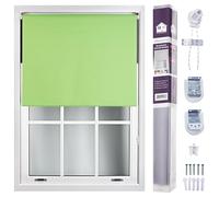 FURNISHED Roller Blinds Window Blackout Blind - 100% Black Out Thermal Fabric Easy Fit Fittings - Custom Made to Measure Blackout Blind Bedroom Bathroom Kitchen, Lime Green, Up to 210W x 210H cm