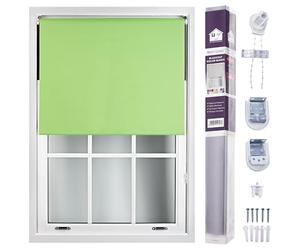 FURNISHED Roller Blinds Window Blackout Blind - 100% Black Out Thermal Fabric Easy Fit Fittings - Custom Made to Measure Blackout Blind Bedroom Bathroom Kitchen, Lime Green, Up to 60W x 165H cm