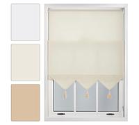 FURNISHED Roller Blinds with Triangle Edge and Metal Fittings, Made to Measure - Cream, 210W x 165H cm