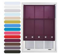 FURNISHED Square Eyelet Light Filtering Polyester Daylight Kitchen Blinds Trimmable Window Blind, Aubergine, 55W x 165H cm
