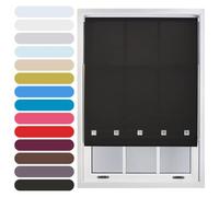 FURNISHED Square Eyelet Light Filtering Polyester Daylight Kitchen Blinds Trimmable Window Blind, Black, 50W x 165H cm