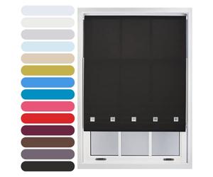 FURNISHED Square Eyelet Light Filtering Polyester Daylight Kitchen Blinds Trimmable Window Blind, Black, 135W x 165H cm