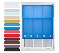 FURNISHED Square Eyelet Light Filtering Polyester Daylight Kitchen Blinds Trimmable Window Blind, Blue, 130W x 165H cm