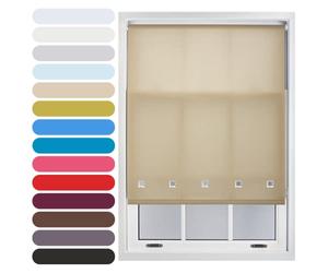 FURNISHED Square Eyelet Light Filtering Polyester Daylight Kitchen Blinds Trimmable Window Blind, Cappuccino, 230W x 165H cm