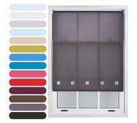 FURNISHED Square Eyelet Light Filtering Polyester Daylight Kitchen Blinds Trimmable Window Blind, Dark Grey, 220W x 165H cm
