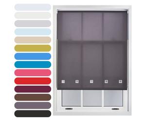 FURNISHED Square Eyelet Light Filtering Polyester Daylight Kitchen Blinds Trimmable Window Blind, Dark Grey, 60W x 210H cm