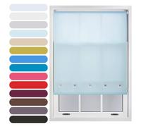 FURNISHED Square Eyelet Light Filtering Polyester Daylight Kitchen Blinds Trimmable Window Blind, Duck Egg Blue, 130W x 165H cm