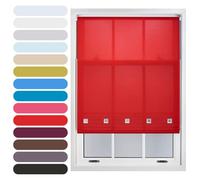 FURNISHED Square Eyelet Light Filtering Polyester Daylight Kitchen Blinds Trimmable Window Blind, Red, 120W x 165H cm