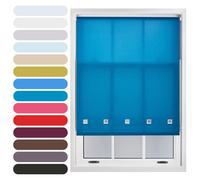 FURNISHED Square Eyelet Light Filtering Polyester Daylight Kitchen Blinds Trimmable Window Blind, Teal, 110W x 165H cm