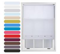 FURNISHED Square Eyelet Light Filtering Polyester Daylight Kitchen Blinds Trimmable Window Blind, White, 85W x 165H cm