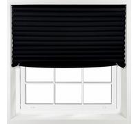 Furnished Stick On Blackout Blinds - No Drill Pleated Shades, Removable Blockout Shutters, Black (W)115Cm X (L)150Cm