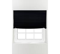 Furnished Stick On Blackout Blinds - No Drill Removable Portable Pleated Shades in Black | Size: 115 cm width x 210 cm drop Furnished Black 115 cm width x 210 cm drop