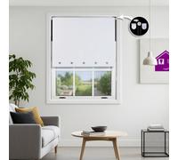 Furnished Thermal Blackout Roller Blinds With Round Eyelets & Metal Fittings - White (W)115Cm (L)165Cm