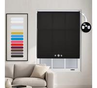 FURNISHED Trimmable Roller Blind With Triple Diamond Chrome Eyelet And Metal Fittings - Black Daylight Shade (W)85Cm X (L)210Cm