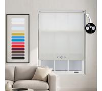 FURNISHED Trimmable Roller Blind With Triple Diamond Chrome Eyelet And Metal Fittings - Cream Daylight Shade (W)130Cm X (L)210Cm