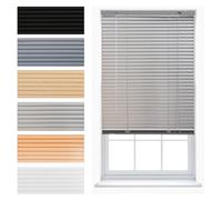 FURNISHED Venetian Blinds Window Venetian Blind Easy Fit PVC Shutters Trimmable Shades for Home Kitchen Windows Treatment Shutters 25mm Slats Complete Child Safe Fittings - Silver 190W x 210L cm
