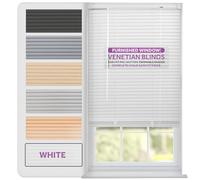 FURNISHED Venetian Blinds Window Venetian Blind Easy Fit PVC Shutters Trimmable Shades for Home Kitchen Windows Treatment Shutters 25mm Slats Complete Child Safe Fittings - White 95W x 150L cm