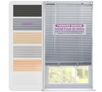 FURNISHED Venetian Blinds Window Venetian Blind Easy Fit PVC Shutters Trimmable Shades for Home Kitchen Windows Treatment Shutters 25mm Slats Complete Child Safe Fittings - Grey 165W x 150L cm