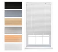 FURNISHED Venetian Blinds Window Venetian Blind Easy Fit PVC Shutters Trimmable Shades for Home Kitchen Windows Treatment Shutters 25mm Slats Complete Child Safe Fittings - White 155W x 210L cm