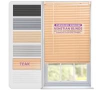 FURNISHED Venetian Blinds Window Venetian Blind Easy Fit PVC Shutters Trimmable Shades for Home Kitchen Windows Treatment Shutters 25mm Slats Complete Child Safe Fittings - Teak 115W x 150L cm