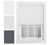 FURNISHED Window Venetian Blind 50mm Cut to Size, White 240W x 150L cm | Made to measure faux wood venetian blinds long lasting shutter shades