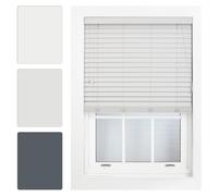 FURNISHED Window Venetian Blinds Faux Wood Venetian Blind 50mm Made to Measure, Grey Up To 75W x 150H cm