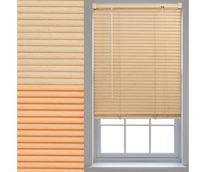 FURNISHED Wood Effect PVC Venetian Window Blinds, Teak, 105W x 210L cm | Wood colour easy fit ventian blinds