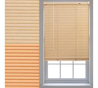 FURNISHED Wood Effect PVC Venetian Window Blinds Trimmable Home Office Blind New - Natural 155cm x 210cm