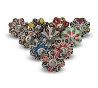 FURNISHFUL Finesse Cabinet Door Knobs Multi Color Handmade Ceramic Dresser Drawer Pulls Kitchen Cupboard Handles Wardrobe Hardware for Bathroom Interior Doors- Pack of 10, CKB-SET-P10-004