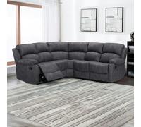 Furnishings For Less Alaska Full Fabric Reclining 5 Seater Corner Sofa - Grey