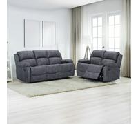 Furnishings For Less Alaska Full Fabric Reclining Sofa Suite 3 + 2 - Grey