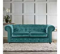 Furnishings For Less Ashbourne Chesterfield Plush Velvet 3 Seater - Teal