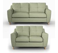 Furnishings For Less Baxter Tufted Fabric Sofa Suite - Sage
